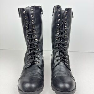 New Women Shiekh Fold-Down Black Combat Boot Oracle-S Size 7.5